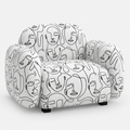Royale Modern Muse 1 Seater Premium Polyester Upholstered Sofa in White & Black