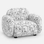 Royale Modern Muse 1 Seater Premium Polyester Upholstered Sofa in White & Black