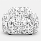 Royale Modern Muse 1 Seater Premium Polyester Upholstered Sofa in White & Black