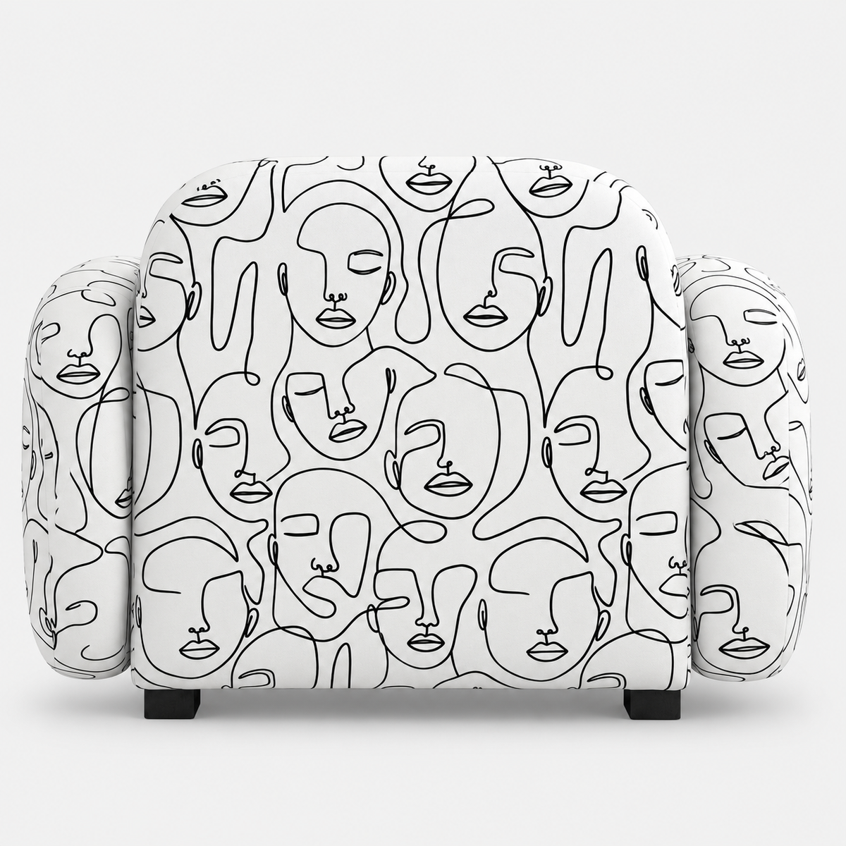Royale Modern Muse 1 Seater Premium Polyester Upholstered Sofa in White & Black