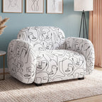 Royale Modern Muse 1 Seater Premium Polyester Upholstered Sofa in White & Black