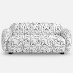 Royale Modern Muse 2 Seater Premium Polyester Upholstered Sofa in White & Black