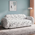 Royale Modern Muse 2 Seater Premium Polyester Upholstered Sofa in White & Black