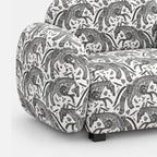 Royale Safari Sketch 1 Seater Premium Polyester Upholstered Sofa in White & Black