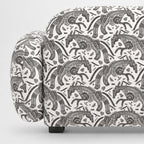 Royale Safari Sketch 1 Seater Premium Polyester Upholstered Sofa in White & Black