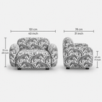 Royale Safari Sketch 1 Seater Premium Polyester Upholstered Sofa in White & Black