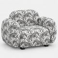 Royale Safari Sketch 1 Seater Premium Polyester Upholstered Sofa in White & Black