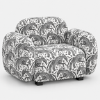 Royale Safari Sketch 1 Seater Premium Polyester Upholstered Sofa in White & Black