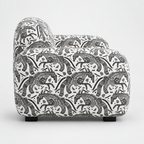 Royale Safari Sketch 1 Seater Premium Polyester Upholstered Sofa in White & Black