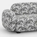 Royale Safari Sketch 2 Seater Premium Polyester Upholstered Sofa in White & Black