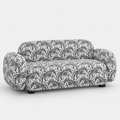 Royale Safari Sketch 2 Seater Premium Polyester Upholstered Sofa in White & Black