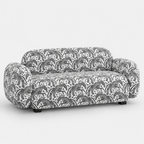 Royale Safari Sketch 2 Seater Premium Polyester Upholstered Sofa in White & Black