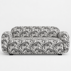 Royale Safari Sketch 2 Seater Premium Polyester Upholstered Sofa in White & Black