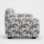 Royale Safari Sketch 2 Seater Premium Polyester Upholstered Sofa in White & Black