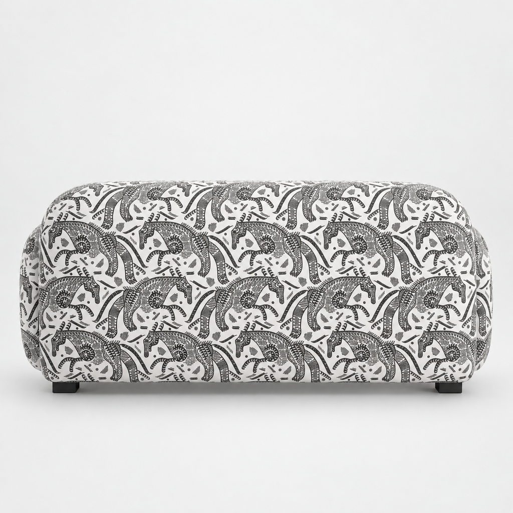 Royale Safari Sketch 2 Seater Premium Polyester Upholstered Sofa in White & Black