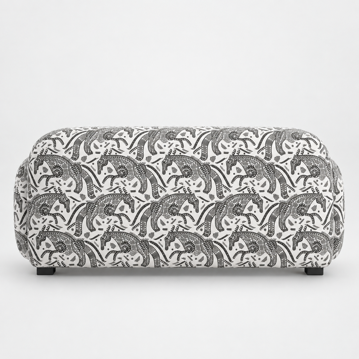Royale Safari Sketch 2 Seater Premium Polyester Upholstered Sofa in White & Black