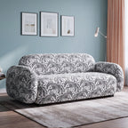 Royale Safari Sketch 2 Seater Premium Polyester Upholstered Sofa in White & Black