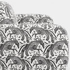 Royale Safari Sketch 3 Seater Premium Polyester Upholstered Sofa in White & Black