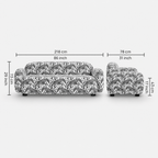Royale Safari Sketch 3 Seater Premium Polyester Upholstered Sofa in White & Black
