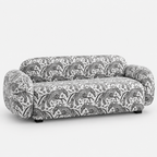 Royale Safari Sketch 3 Seater Premium Polyester Upholstered Sofa in White & Black