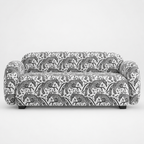 Royale Safari Sketch 3 Seater Premium Polyester Upholstered Sofa in White & Black