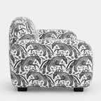 Royale Safari Sketch 3 Seater Premium Polyester Upholstered Sofa in White & Black