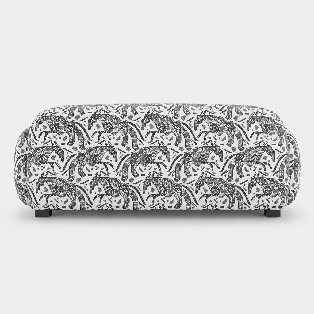 Royale Safari Sketch 3 Seater Premium Polyester Upholstered Sofa in White & Black