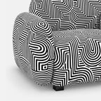 Royale Urban Maze 1 Seater Premium Polyester Upholstered Sofa in White & Black