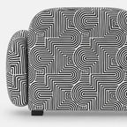 Royale Urban Maze 1 Seater Premium Polyester Upholstered Sofa in White & Black