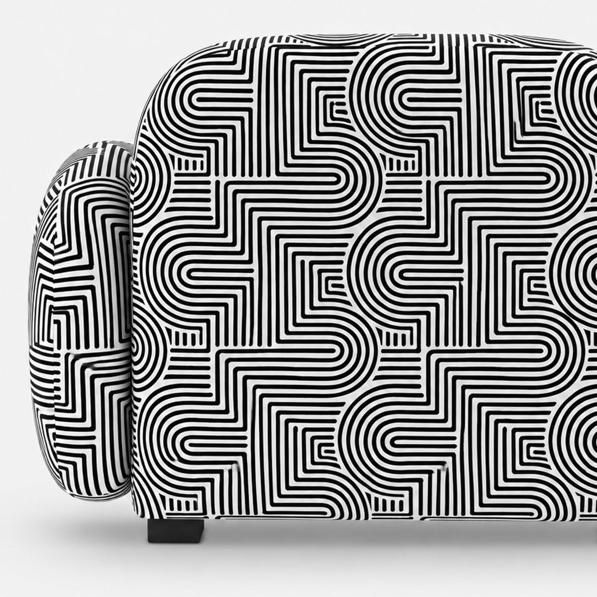 Royale Urban Maze 1 Seater Premium Polyester Upholstered Sofa in White & Black
