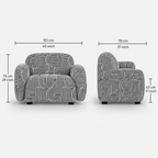Royale Urban Maze 1 Seater Premium Polyester Upholstered Sofa in White & Black