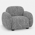 Royale Urban Maze 1 Seater Premium Polyester Upholstered Sofa in White & Black