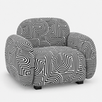 Royale Urban Maze 1 Seater Premium Polyester Upholstered Sofa in White & Black