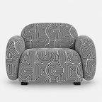 Royale Urban Maze 1 Seater Premium Polyester Upholstered Sofa in White & Black