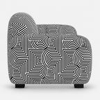 Royale Urban Maze 1 Seater Premium Polyester Upholstered Sofa in White & Black