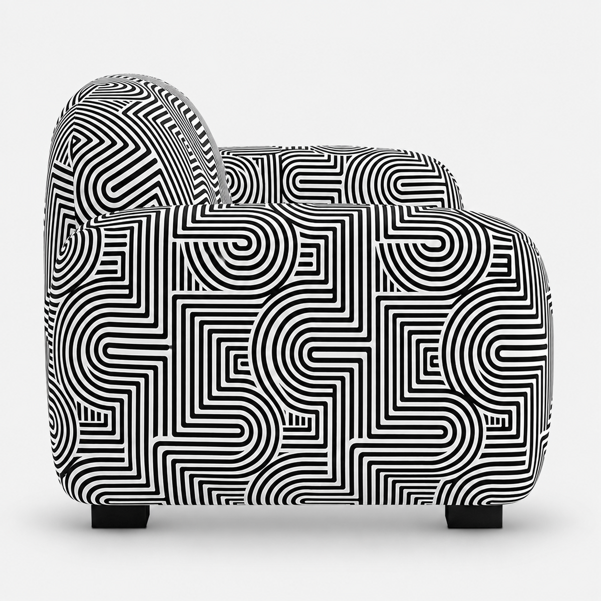 Royale Urban Maze 1 Seater Premium Polyester Upholstered Sofa in White & Black