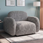 Royale Urban Maze 1 Seater Premium Polyester Upholstered Sofa in White & Black