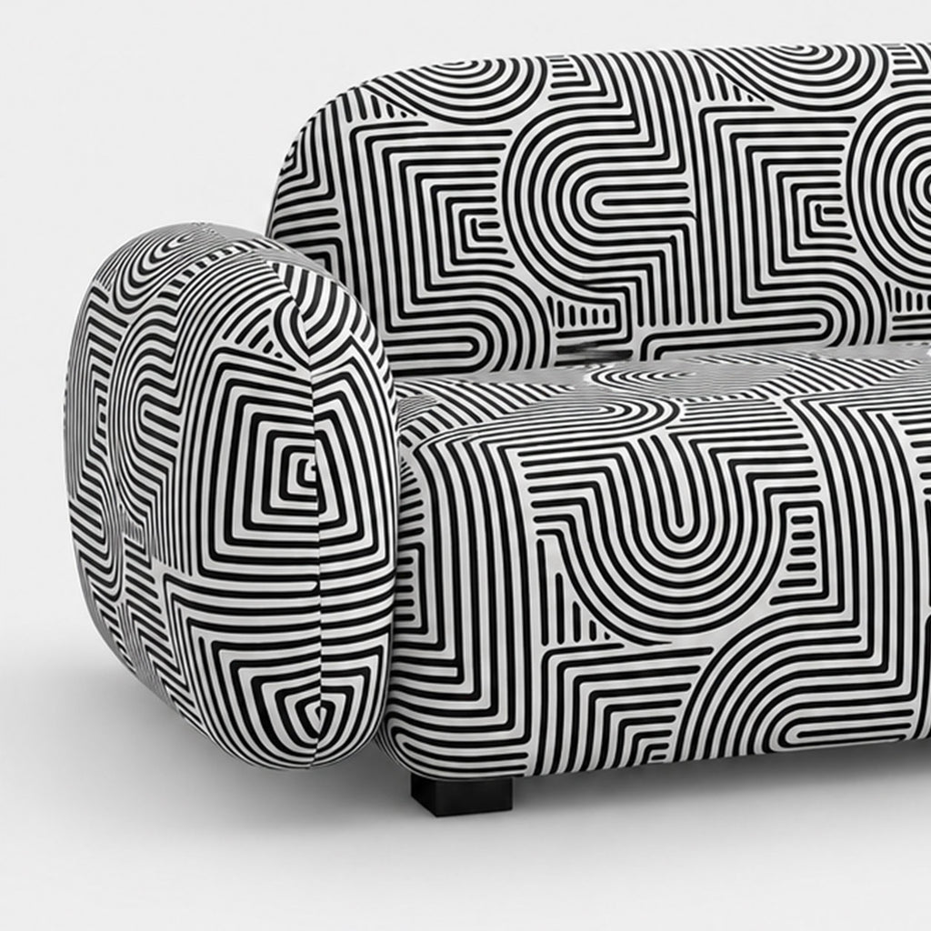 Royale Urban Maze 2 Seater Premium Polyester Upholstered Sofa in White & Black
