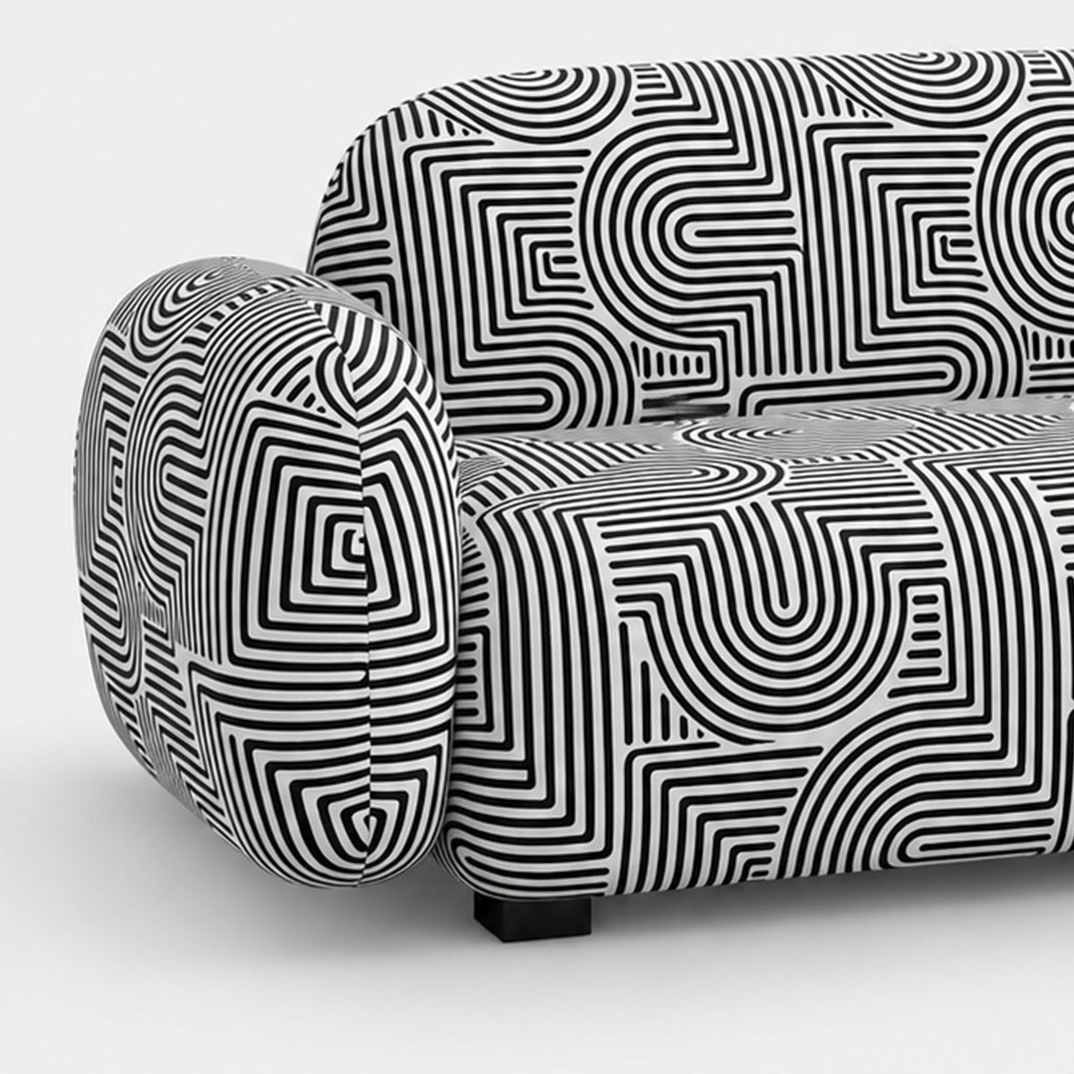 Royale Urban Maze 2 Seater Premium Polyester Upholstered Sofa in White & Black