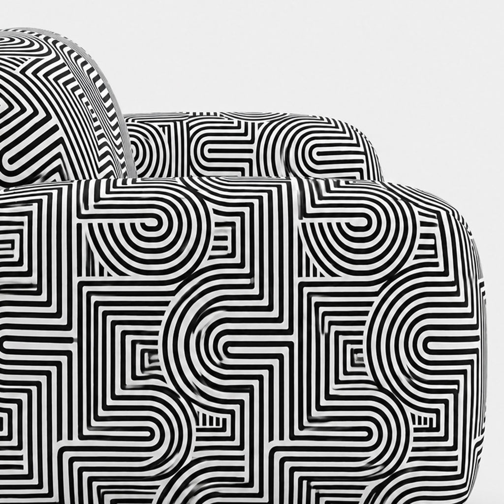 Royale Urban Maze 2 Seater Premium Polyester Upholstered Sofa in White & Black