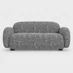 Royale Urban Maze 2 Seater Premium Polyester Upholstered Sofa in White & Black