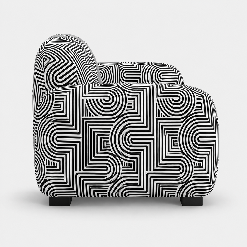 Royale Urban Maze 2 Seater Premium Polyester Upholstered Sofa in White & Black