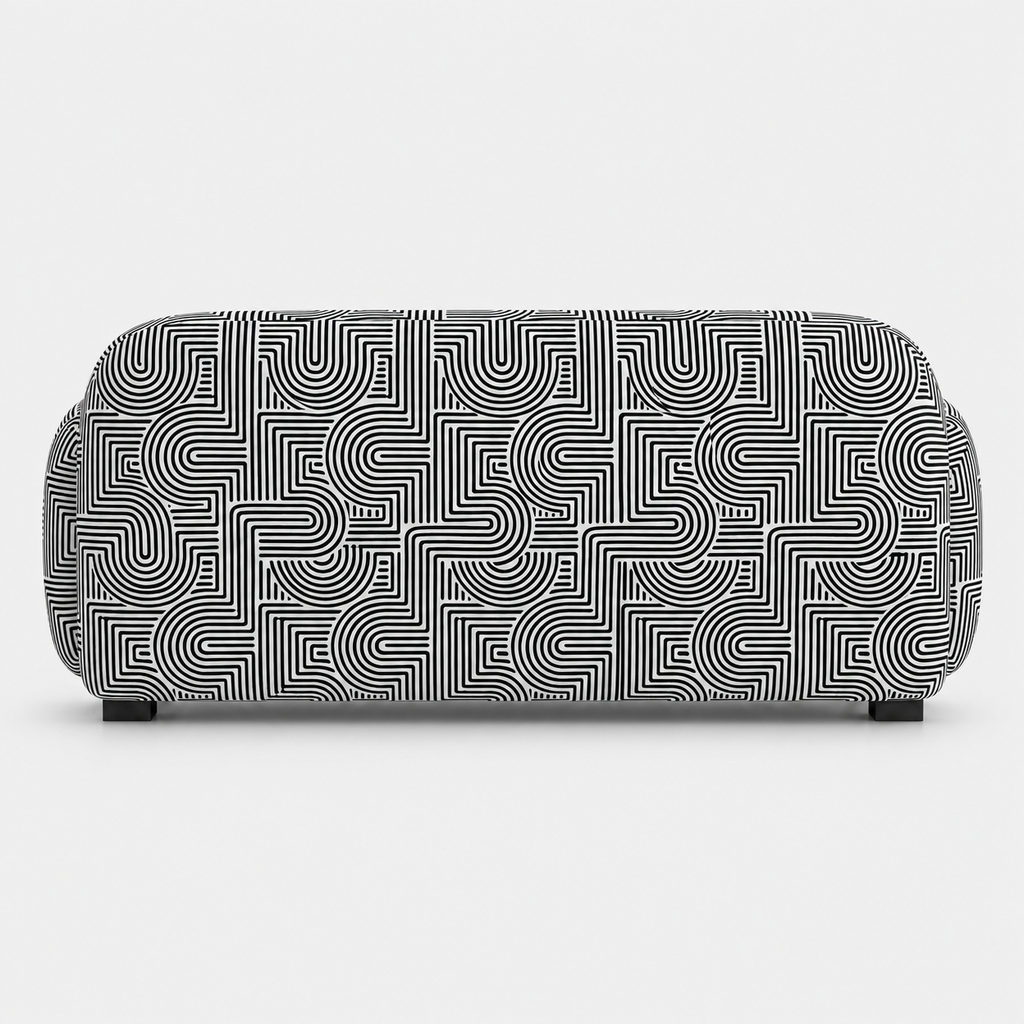 Royale Urban Maze 2 Seater Premium Polyester Upholstered Sofa in White & Black