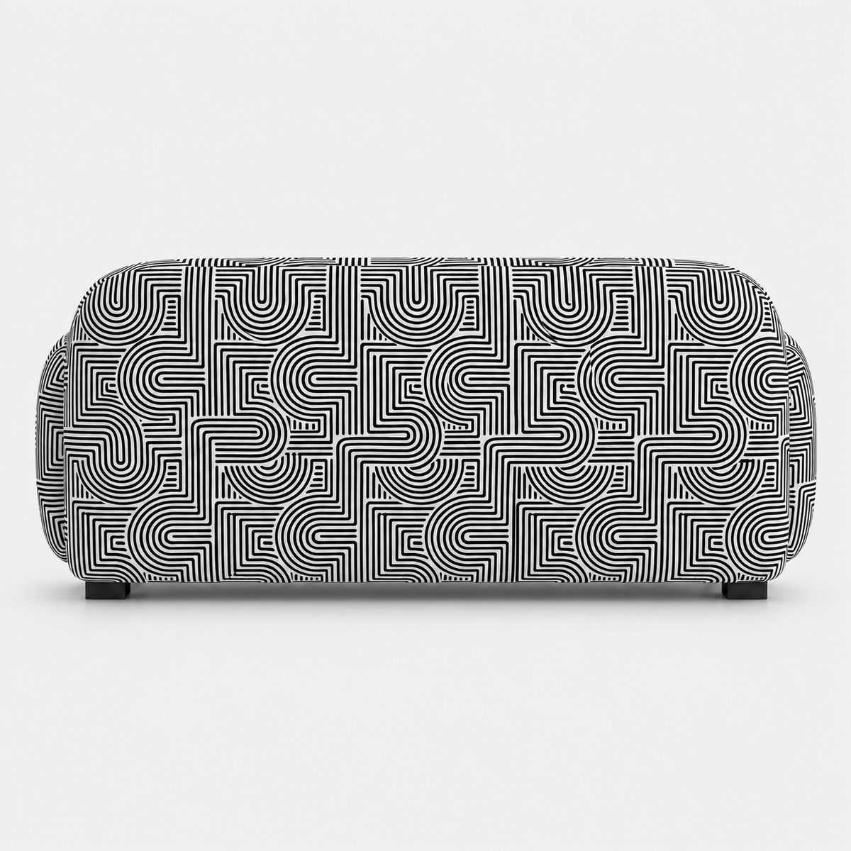 Royale Urban Maze 2 Seater Premium Polyester Upholstered Sofa in White & Black