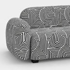 Royale Urban Maze 3 Seater Premium Polyester Upholstered Sofa in White & Black