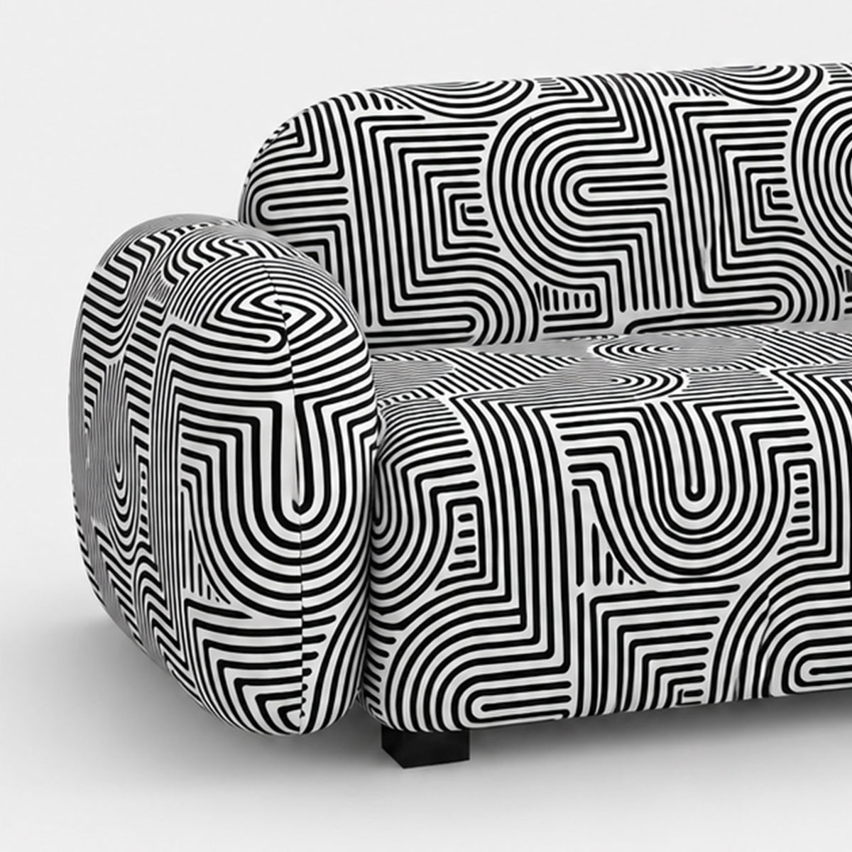 Royale Urban Maze 3 Seater Premium Polyester Upholstered Sofa in White & Black