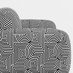 Royale Urban Maze 3 Seater Premium Polyester Upholstered Sofa in White & Black