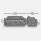 Royale Urban Maze 3 Seater Premium Polyester Upholstered Sofa in White & Black