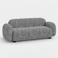 Royale Urban Maze 3 Seater Premium Polyester Upholstered Sofa in White & Black