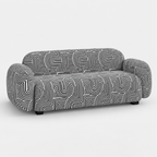 Royale Urban Maze 3 Seater Premium Polyester Upholstered Sofa in White & Black